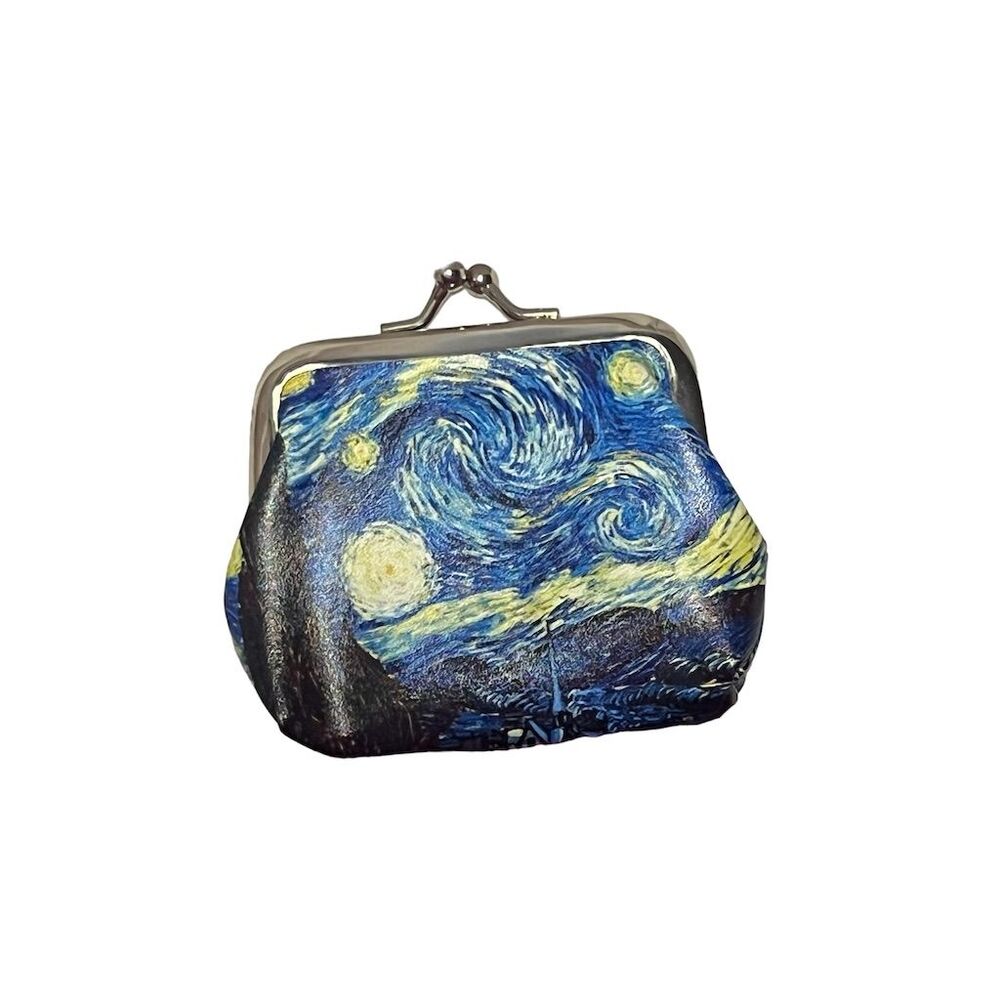 Van Gogh Starry Night Vinyl Coin Purse w/Snap Lock Unisex Multicolor - Picture 8 of 9